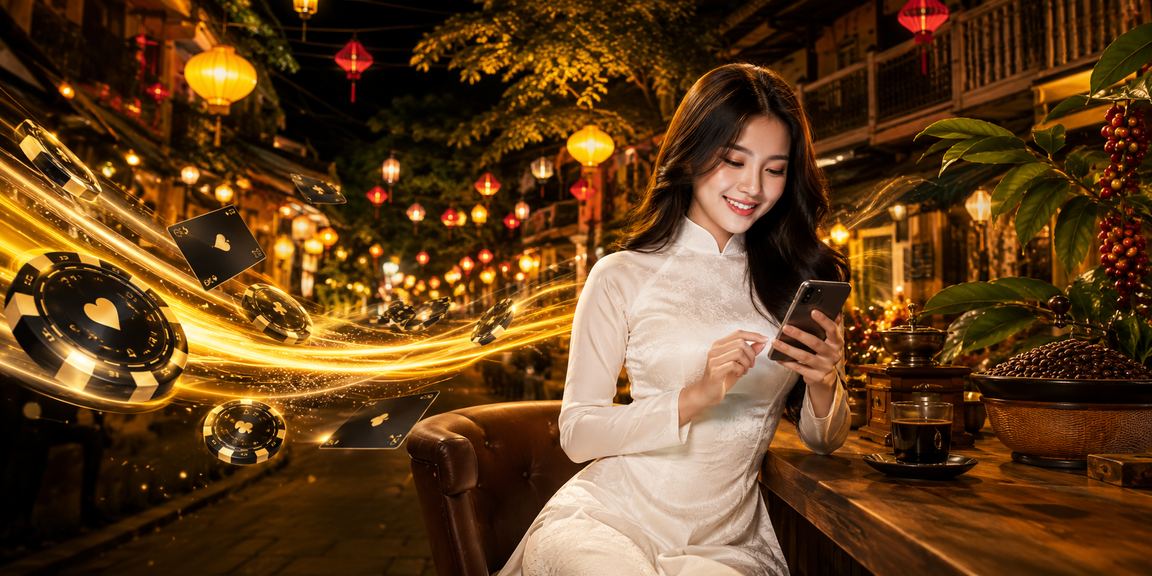 Người phụ nữ mặc áo dài tại Hà Nội đang truy cập casino trực tuyến qua điện thoại
