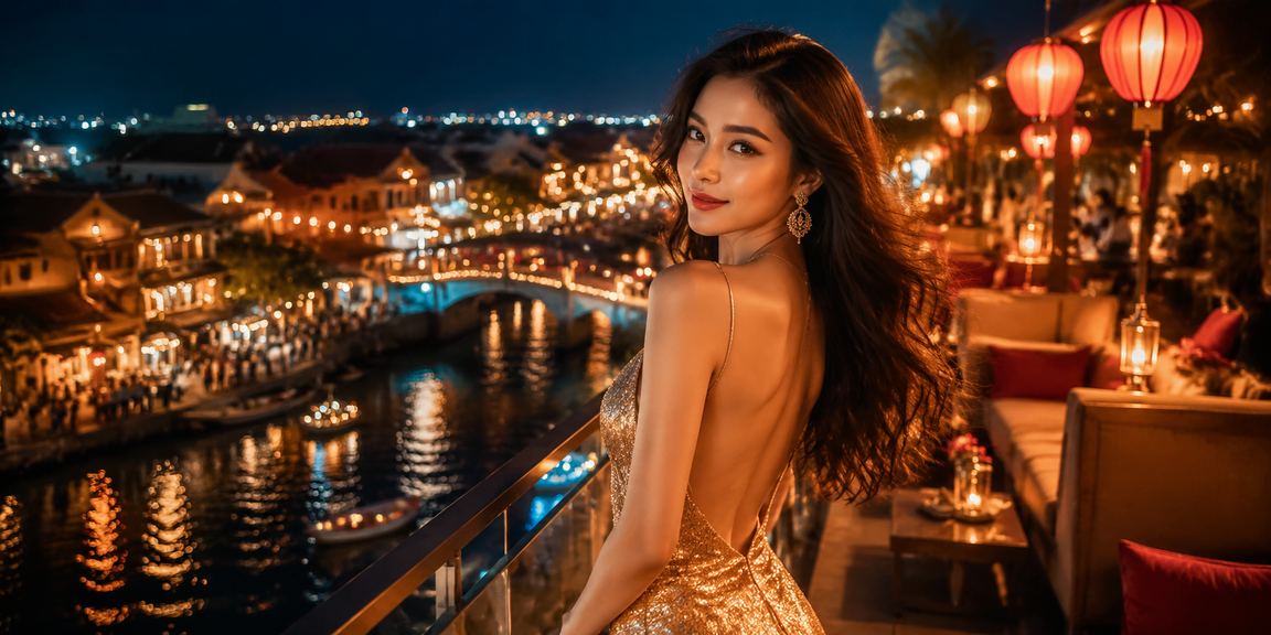 Không khí giải trí casino về đêm tại phố cổ Hội An với người chơi slots